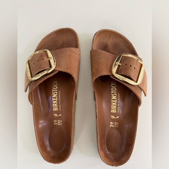 Birkenstock Shoes - Birkenstock Women's Tan Madrid Sandals with Gold Big Buckle